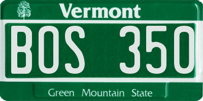 VT license plate BOS350