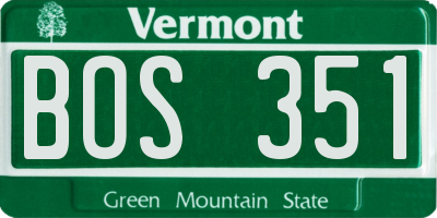 VT license plate BOS351
