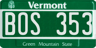 VT license plate BOS353