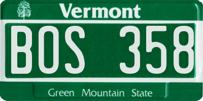 VT license plate BOS358