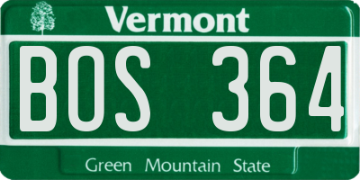 VT license plate BOS364
