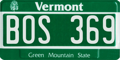 VT license plate BOS369