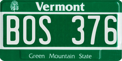 VT license plate BOS376