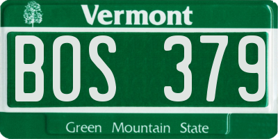 VT license plate BOS379