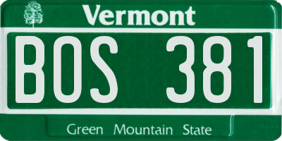 VT license plate BOS381