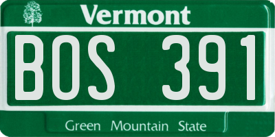 VT license plate BOS391