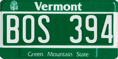 VT license plate BOS394
