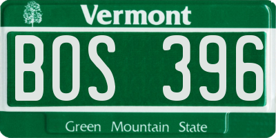VT license plate BOS396
