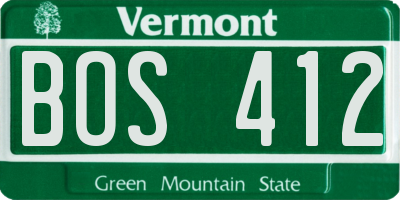 VT license plate BOS412