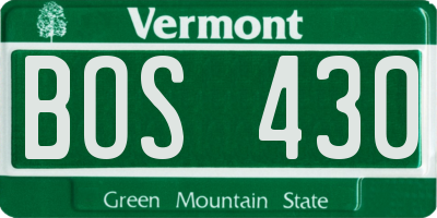VT license plate BOS430