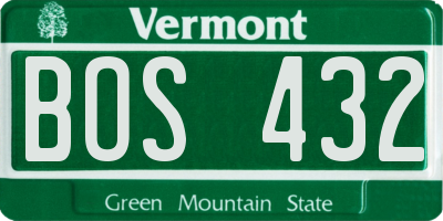 VT license plate BOS432