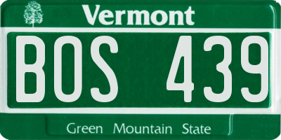VT license plate BOS439
