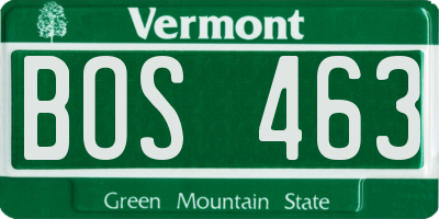 VT license plate BOS463