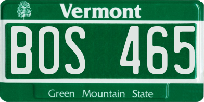 VT license plate BOS465