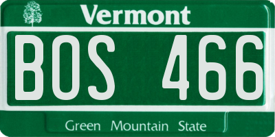 VT license plate BOS466