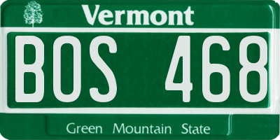 VT license plate BOS468