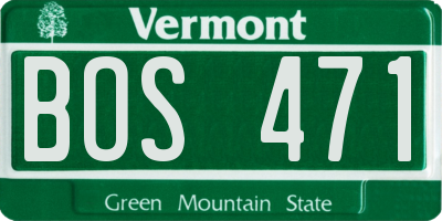VT license plate BOS471