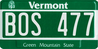 VT license plate BOS477
