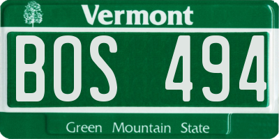 VT license plate BOS494