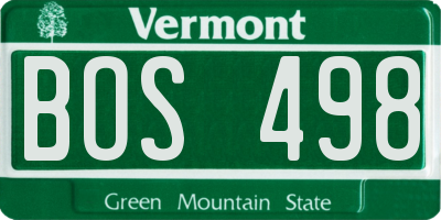 VT license plate BOS498
