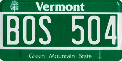VT license plate BOS504