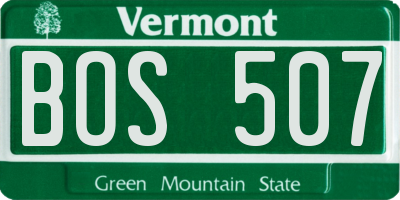 VT license plate BOS507