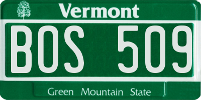 VT license plate BOS509
