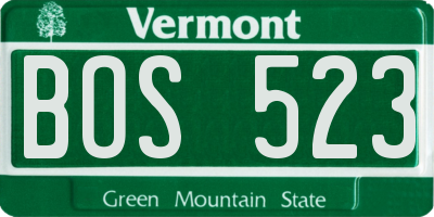 VT license plate BOS523
