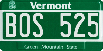 VT license plate BOS525