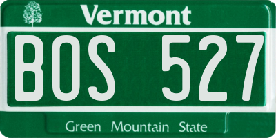 VT license plate BOS527
