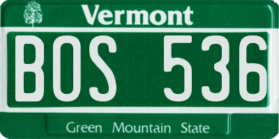 VT license plate BOS536