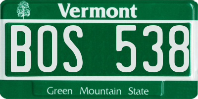 VT license plate BOS538