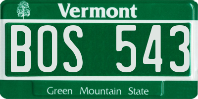 VT license plate BOS543