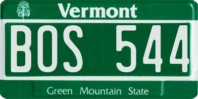 VT license plate BOS544