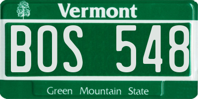 VT license plate BOS548