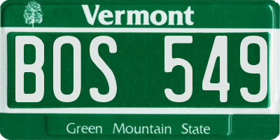 VT license plate BOS549