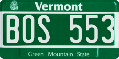 VT license plate BOS553