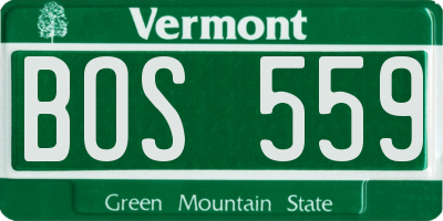 VT license plate BOS559