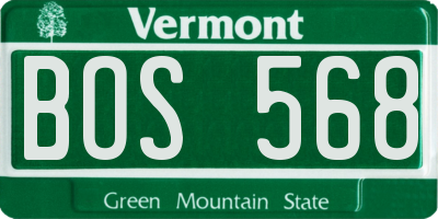 VT license plate BOS568