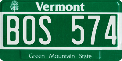 VT license plate BOS574