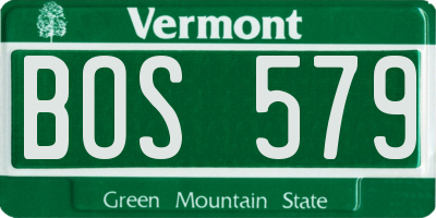 VT license plate BOS579
