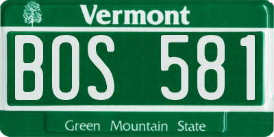 VT license plate BOS581