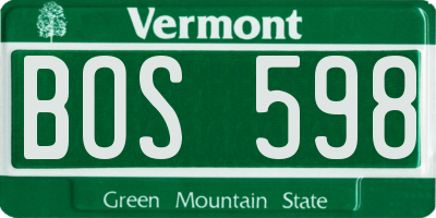 VT license plate BOS598