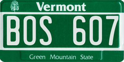 VT license plate BOS607