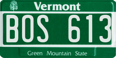 VT license plate BOS613