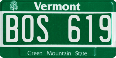 VT license plate BOS619