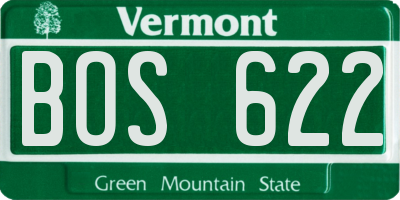 VT license plate BOS622