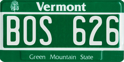 VT license plate BOS626