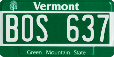 VT license plate BOS637