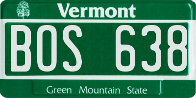 VT license plate BOS638